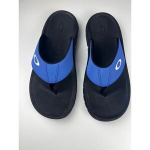 Oakley Supercoil Men's Flip Flops Sandals Black Blue Logo Size 9